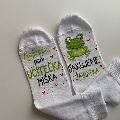Maľované ponožky pre naj PANI UČITEĽKU (So žabkou)