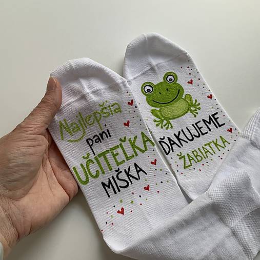 Maľované ponožky pre naj PANI UČITEĽKU (So žabkou)