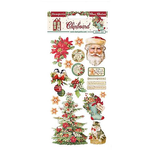 Papier - Stamperia kartonové nálepky Classic Christmas - 17591514_