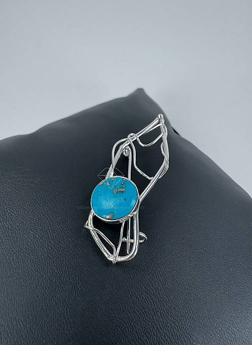 Strieborná 925/1000 brošňa s iránskym tyrkysom