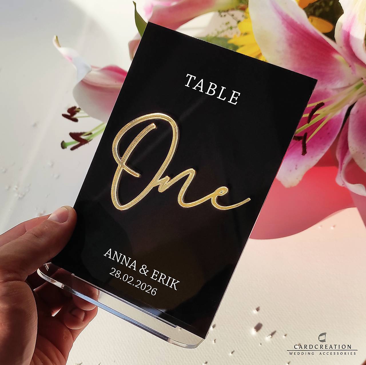 Svadobné čísla stolov- svadobná dekorácia, zlatá 014