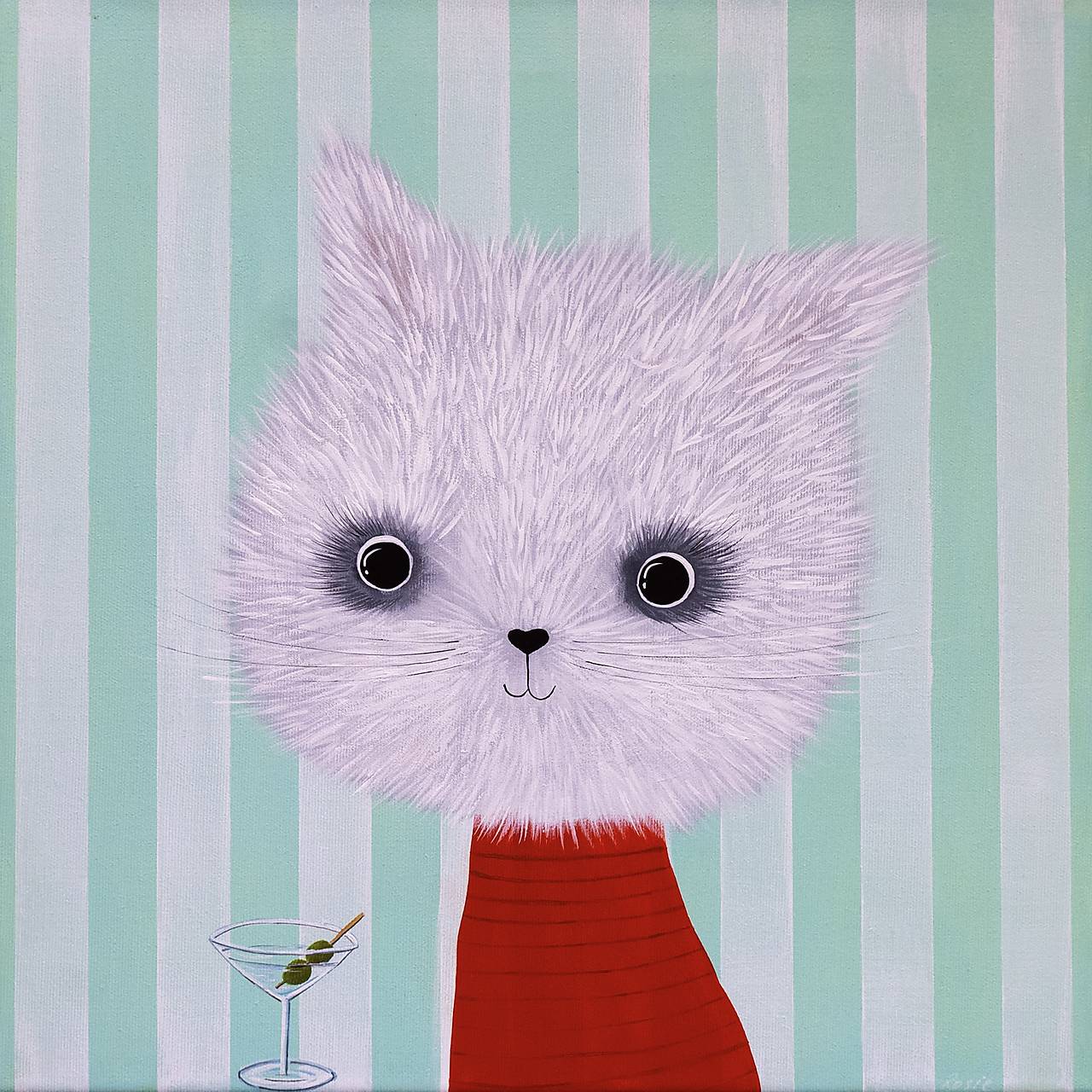 Chat Blanc, Giclée art print 30x36