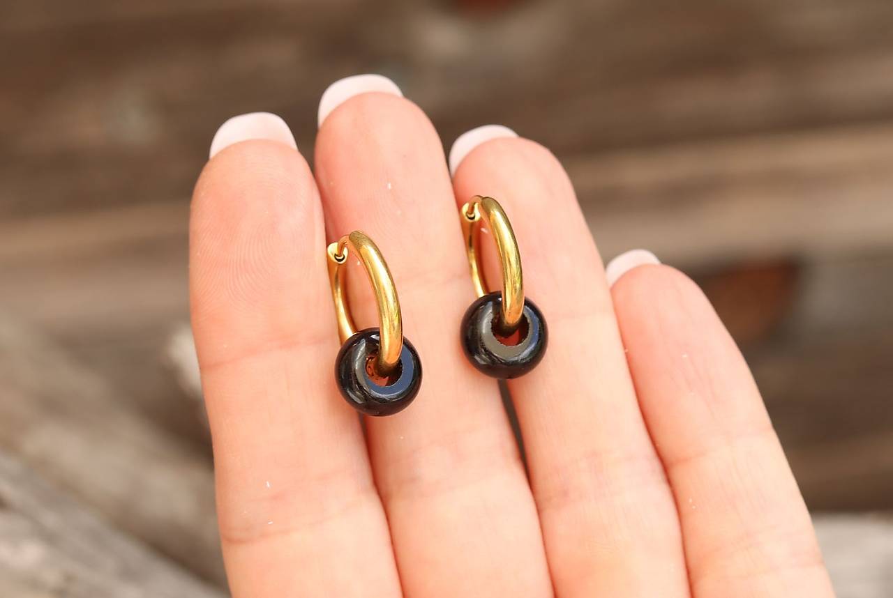 Náušnice kruhy onyx