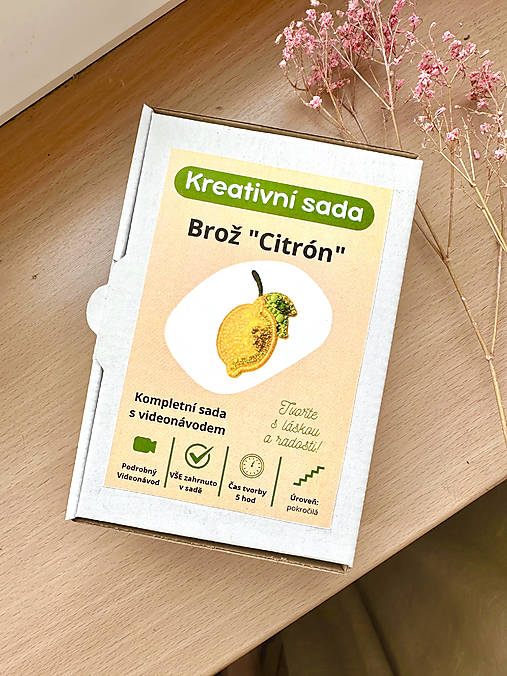 Kurzy - DIY sada brošňa citrón - 17591853_