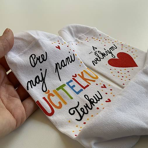 Maľované ponožky pre PANI UČITEĽKU s veľkým ❤️ (+ meno pani učiteľky)
