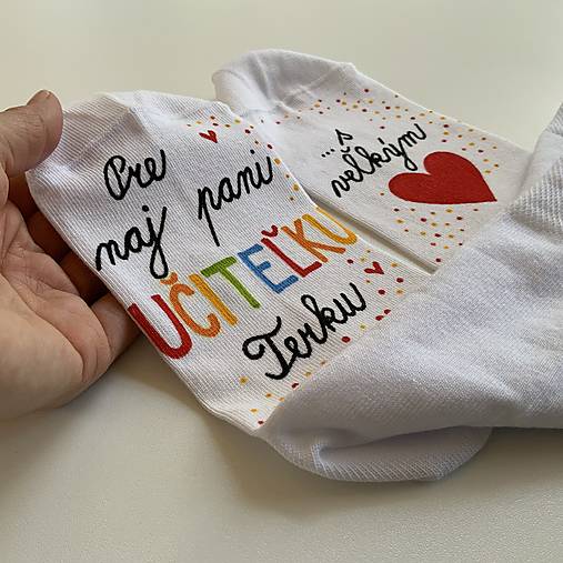 Maľované ponožky pre PANI UČITEĽKU s veľkým ❤️ (+ meno pani učiteľky)