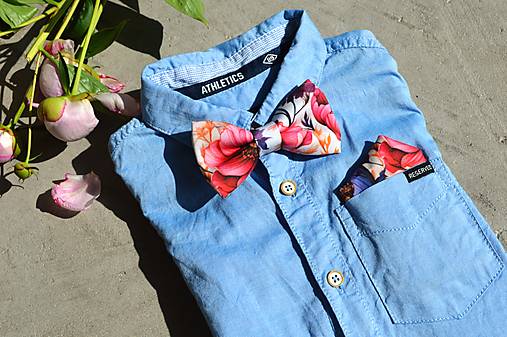 Detské doplnky - Detský set motýlik + vreckovka - 17592869_