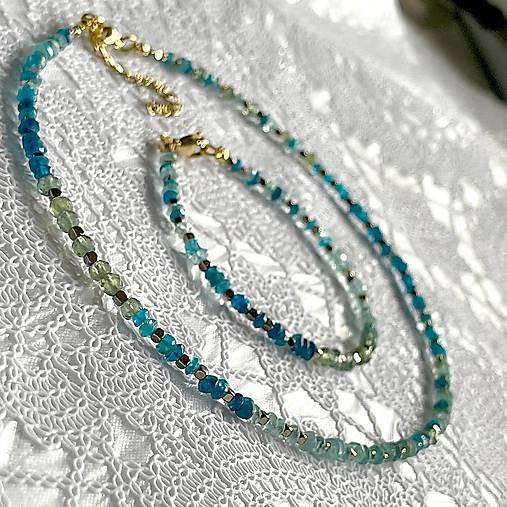 Luxury Apatite Necklace Stainless Steel / Náhrdelník tieňovaný apatit E008
