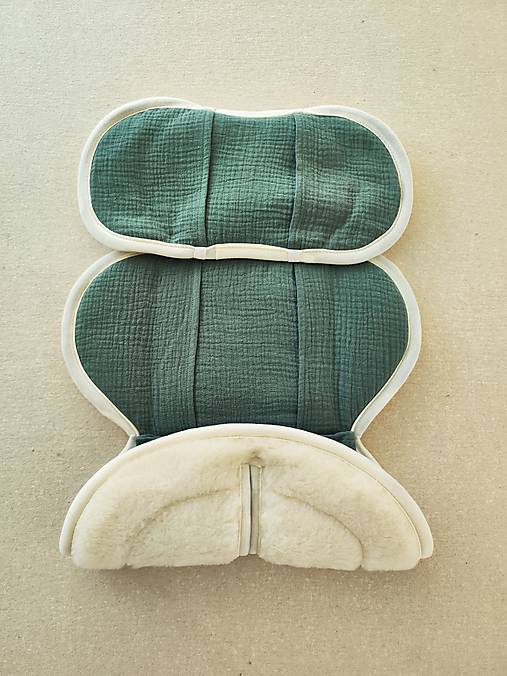 Detský textil - VLNIENKA podložka do autosedačky Cybex Aton 5 novorodenec 100% Merino TOP SUPER WASH Natural 100% bavlna zelená - 17595168_