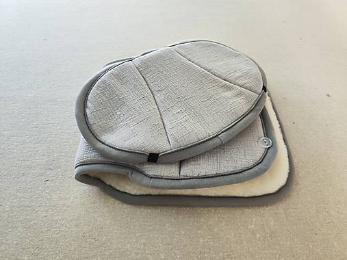 Detský textil - VLNIENKA Podložka do autosedačky  Joie Steadi 100% Merino Top Super wash Natural Mušelin Bambus šedý - 17595180_