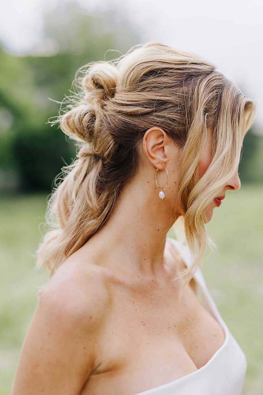 Kruhové náušnice s riečnou perlou