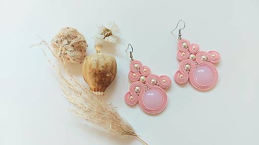 Náušnice - Ruženka II - Ručne šité šujtášové náušnice - Soutache earrings - 17594855_