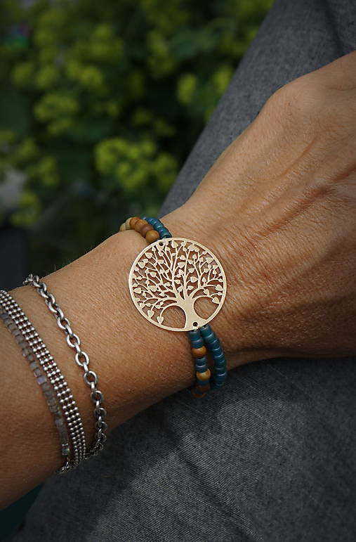 Náramky - Dvojitý elastický náramok ´Strom života´ - 17596370_
