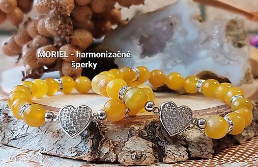 Náramky - Náramok ACHÁT KRAJKOVÝ so zirkónovým SRDIEČKOM - 17595044_