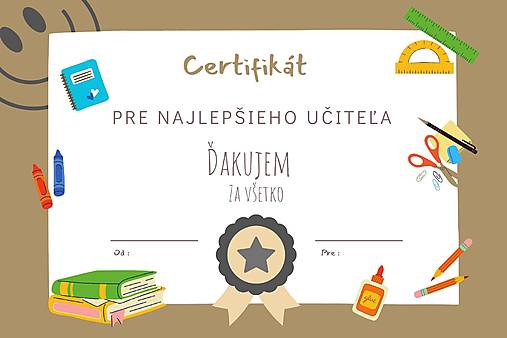 Certifikát pre učiteľa