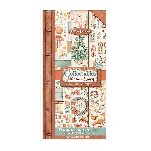 Papier - Scrapbook papier Stamperia 6x12 Collectables All Around Xmas - 17597662_