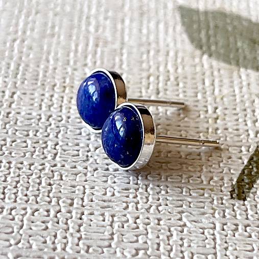 SUPER CENA Lapis Lazuli Silver Ag925 Stud Earrings / Strieborné náušnice s lazuritom E055