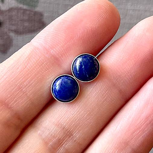 SUPER CENA Lapis Lazuli Silver Ag925 Stud Earrings / Strieborné náušnice s lazuritom E055