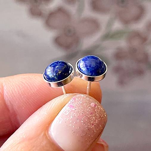 SUPER CENA Lapis Lazuli Silver Ag925 Stud Earrings / Strieborné náušnice s lazuritom E055