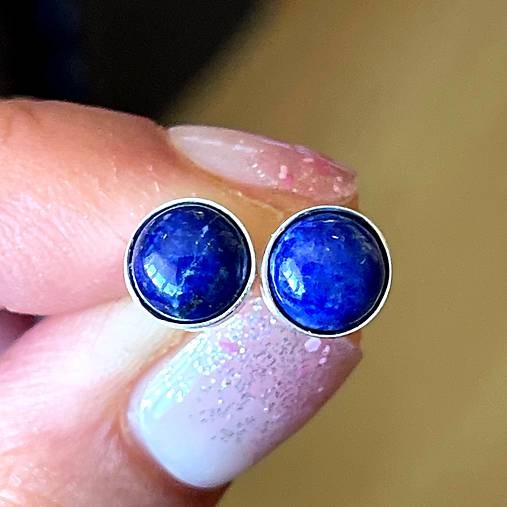 SUPER CENA Lapis Lazuli Silver Ag925 Stud Earrings / Strieborné náušnice s lazuritom E055