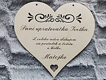 Dekorácie - Drevené srdiečko ako poďakovanie pre pani upratovačku - 17598011_