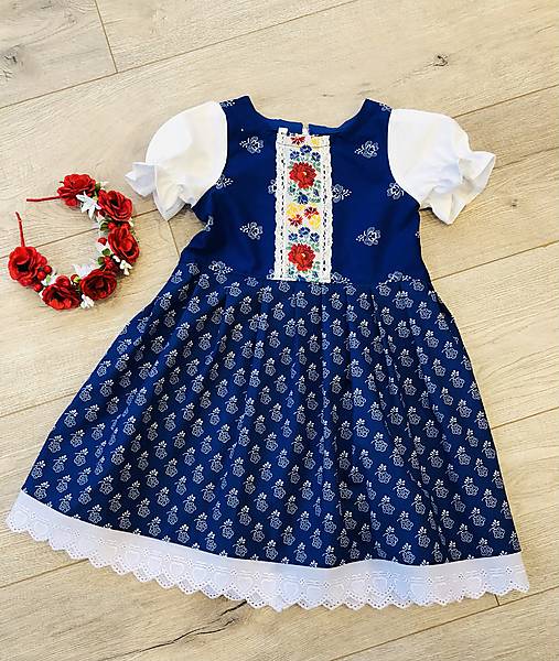 Detské oblečenie - Detské folklórne šaty Lenka modrom - 17596545_