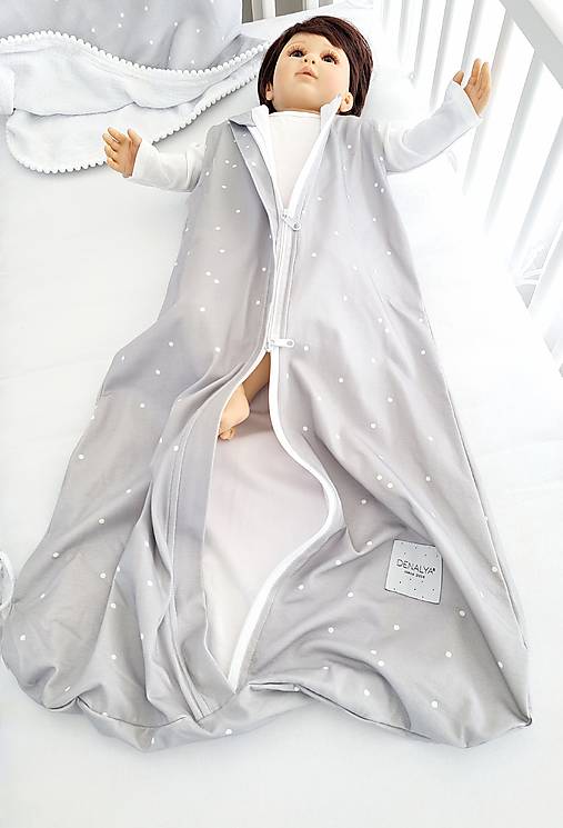 Detský textil - Letný spací vak 4-12m šedý - 17599473_