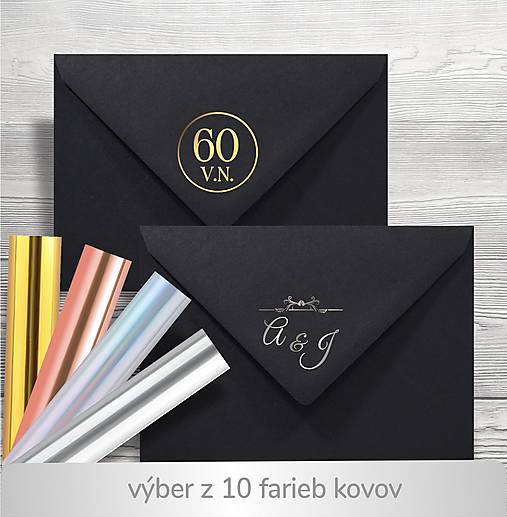 Papiernictvo - čierna obálka C6 / aj s kovovým textom - 17599543_