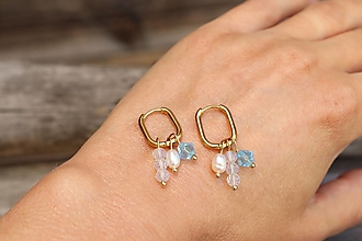 Náušnice - Náušnice s príveskami krištáľ, perla - 17598469_