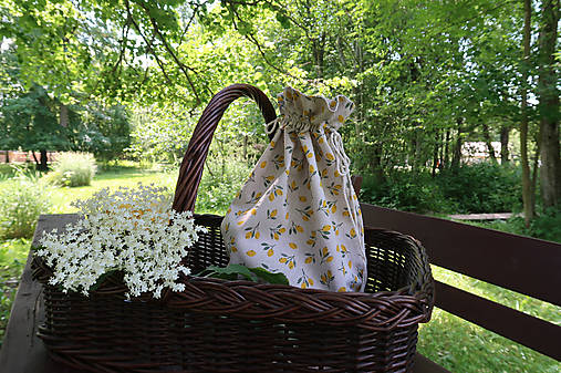 Úžitkový textil - Vrecúško na chlieb, bylinky - lemon - 17599837_