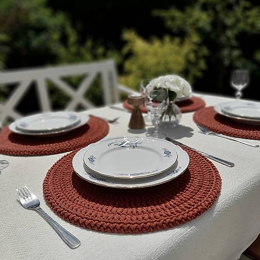 Úžitkový textil - Bavlnené prestieranie pod tanier (terracotta) - 17600239_