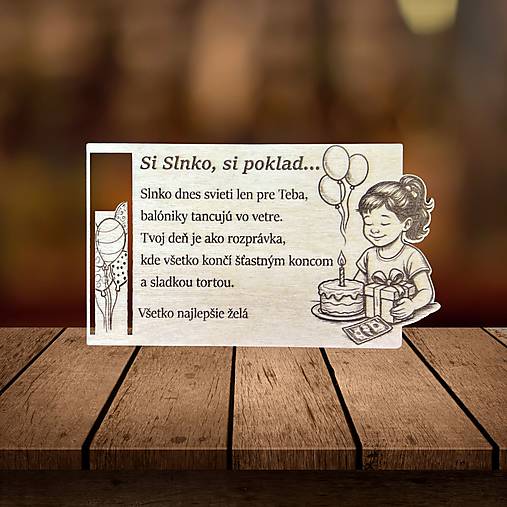 Karta na darovanie hotovosti pre dievča