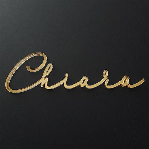 Dekorácie - Meno na tortu tenké 11cm šírka zlaté zrkadlové - 17602741_