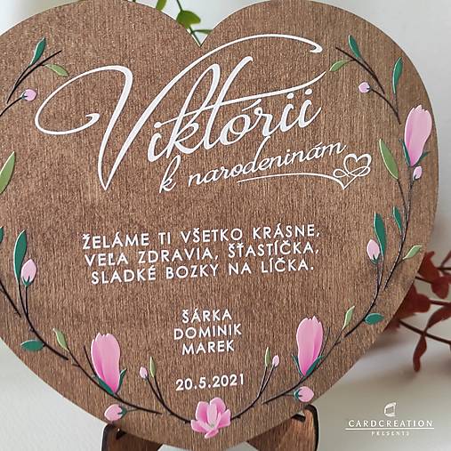 Srdiečko s venovaním ako narodeninový darček - drevený darček ND001DW