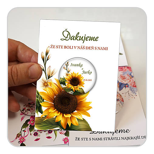 Darčeky pre svadobčanov - Ďakujeme - Flowers 016 - svadobná magnetka - 17601998_