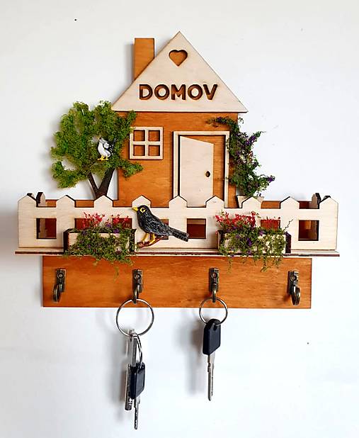 Úložné priestory & Organizácia - Držiak na kľúče „DOMOV“ - 17603487_