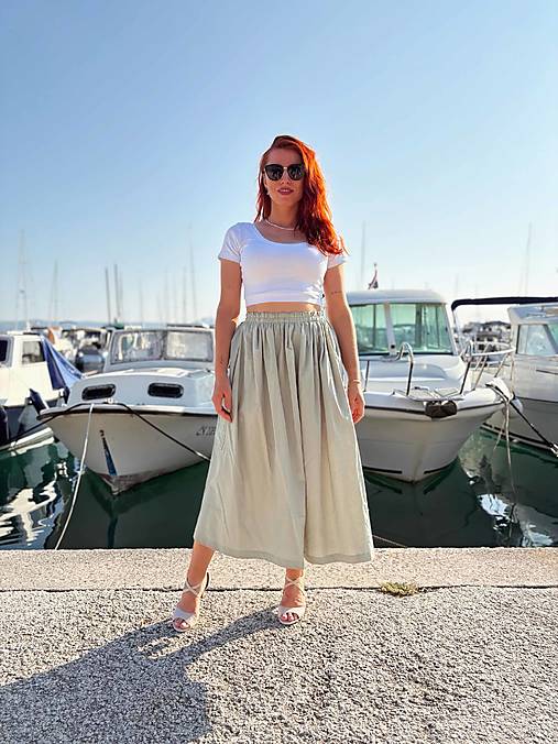 Sukne - Bavlnená sukňa Fiona s vreckami - 17602998_