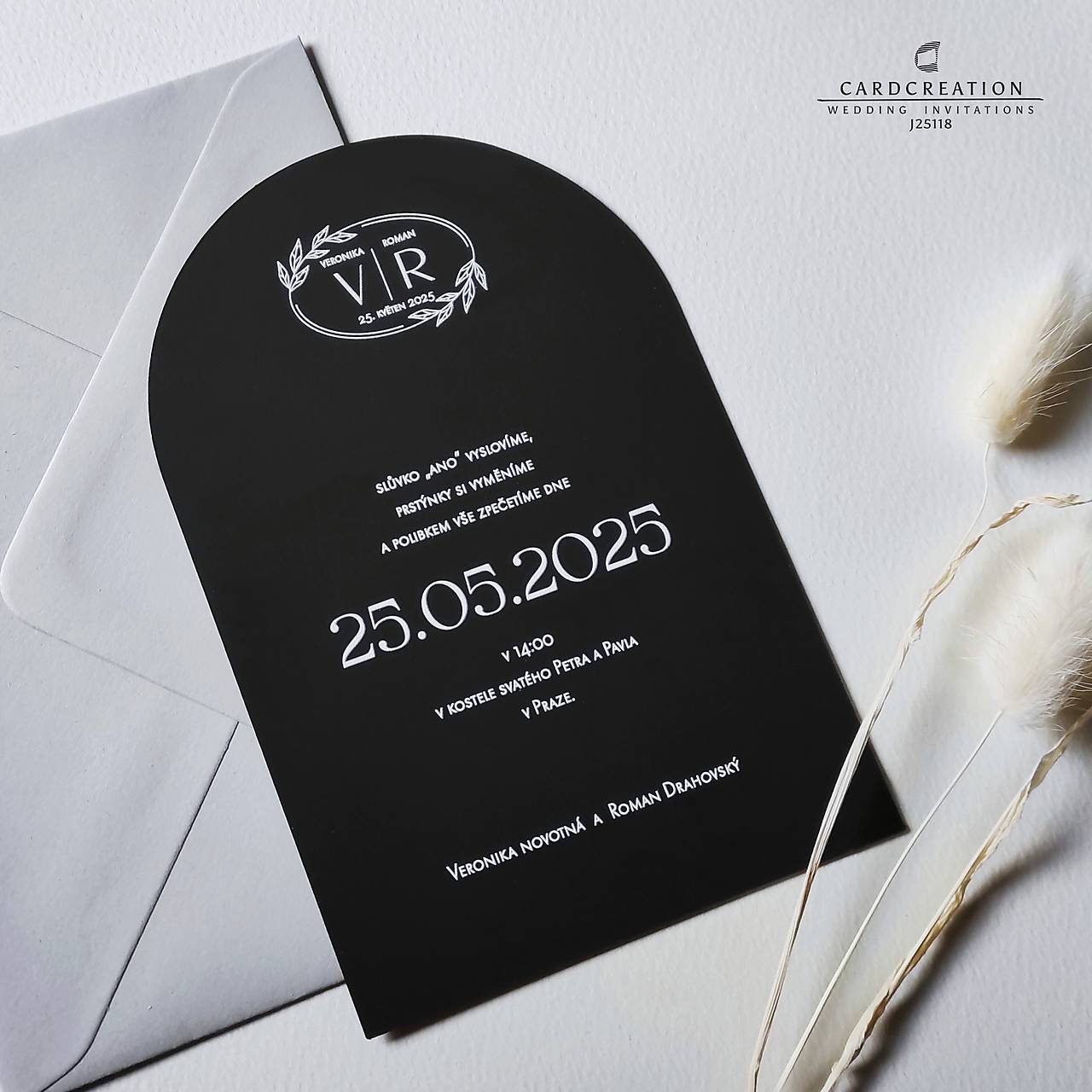 Minimalistické svadobné oznámenie J25118