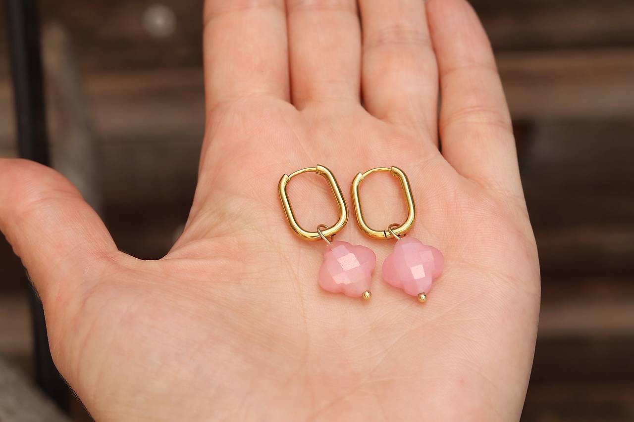 Náušnice - štvorlístok ruženín