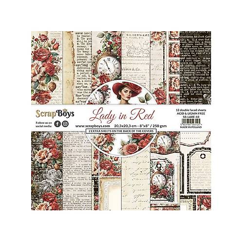 Papier - Scrapboys scrapbook papier 8x8 Lady in Red - 17605588_