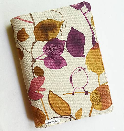 Papiernictvo - Obal na knihu nastaviteľný - Vtáčik a listy (režný) - 17605661_