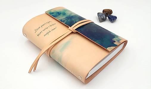 Papiernictvo - Kožený zápisník Blue A5 s vlastným textom - 17605853_