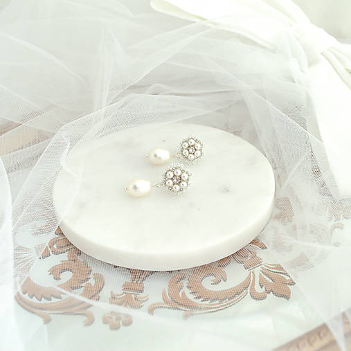 Vintage perlové náušnice (Ag925) (Menšie White)