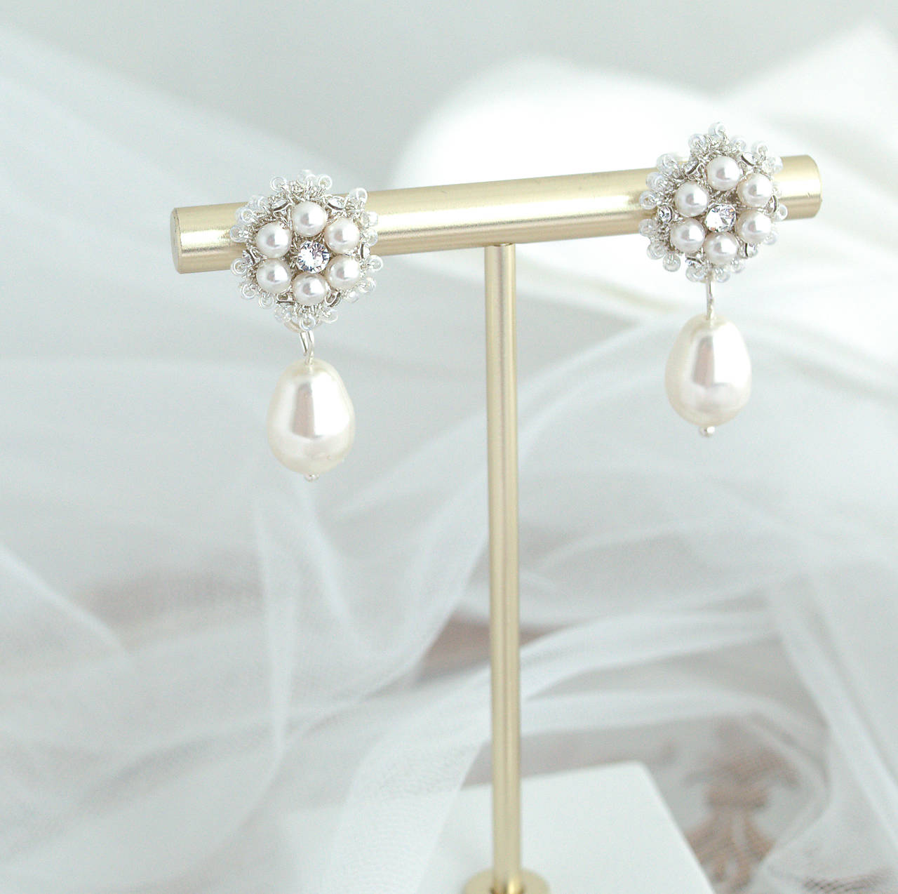 Vintage perlové náušnice (Ag925) (Menšie White)