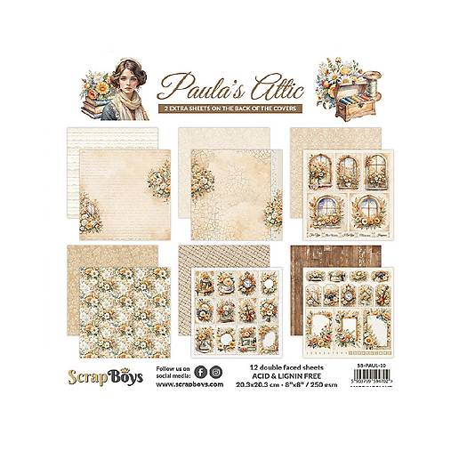 Papier - Scrapboys scrapbook papier Paula's Attic 8 x 8 - 17606691_