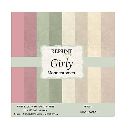 Papier - Scrapbook papier Girly Monochromes 12x12 - 17607454_