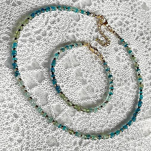 Luxury Apatite Set Stainless Steel / Set náhrdelníka a náramku tieňovaný apatit E008