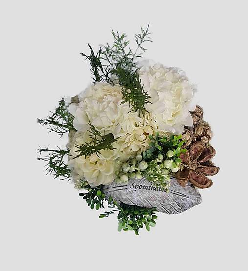 Dekorácie - Dušičky - spomienková ikebana č.104 biela - dekorácia - 17607150_