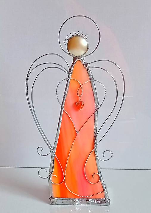 Svietidlá - Anjel oranžový-svietnik - 17607119_