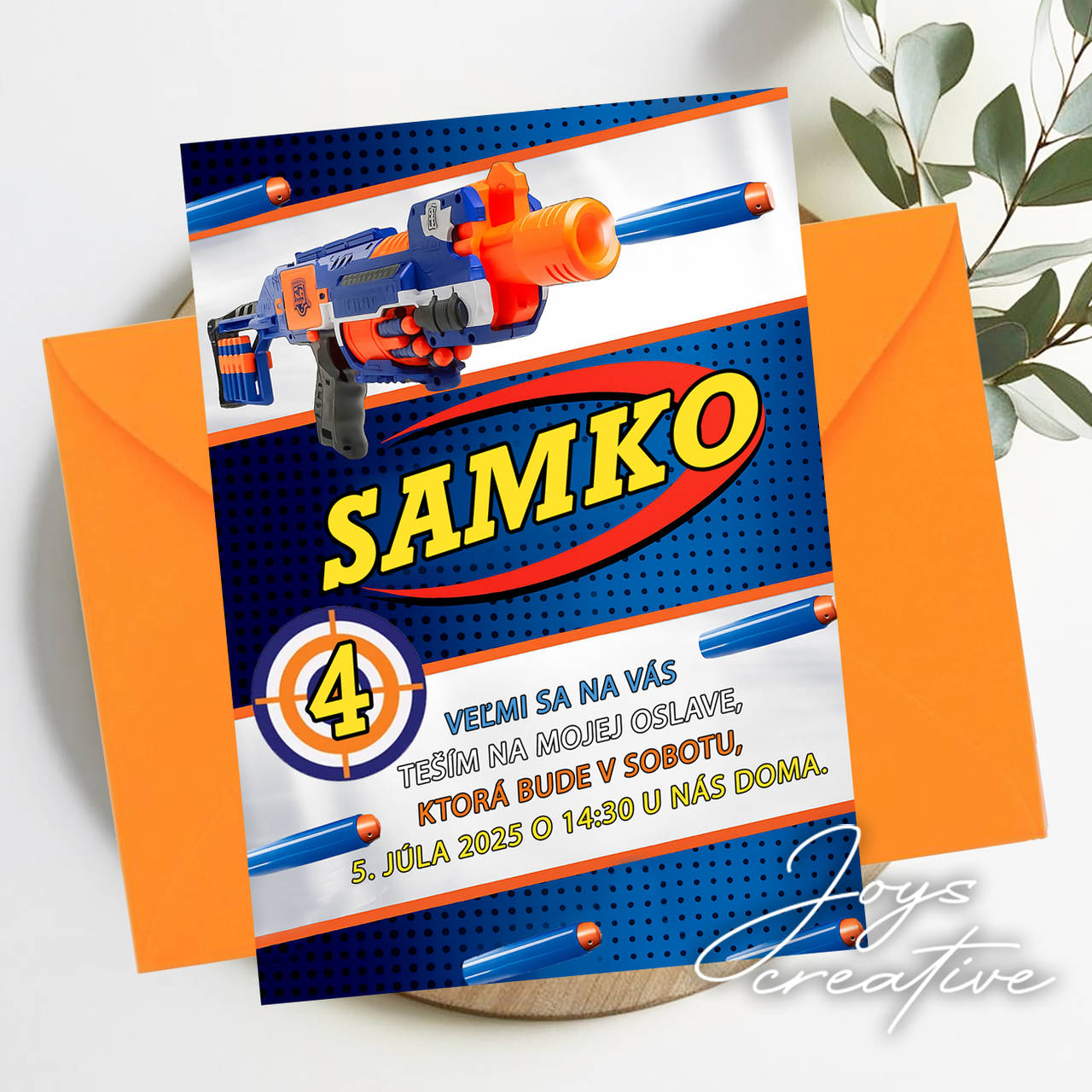 Detská narodeninová pozvánka  NERF (bez fotky)